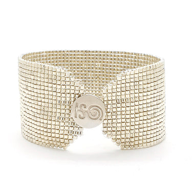 Brazalete Telar Plata Grueso Metálico Plateado